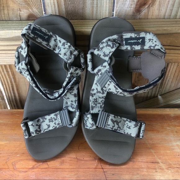Rider Adjustable Sandals Green & Brown Camoflauge Made From Recyclable Materials - Picture 1 of 5